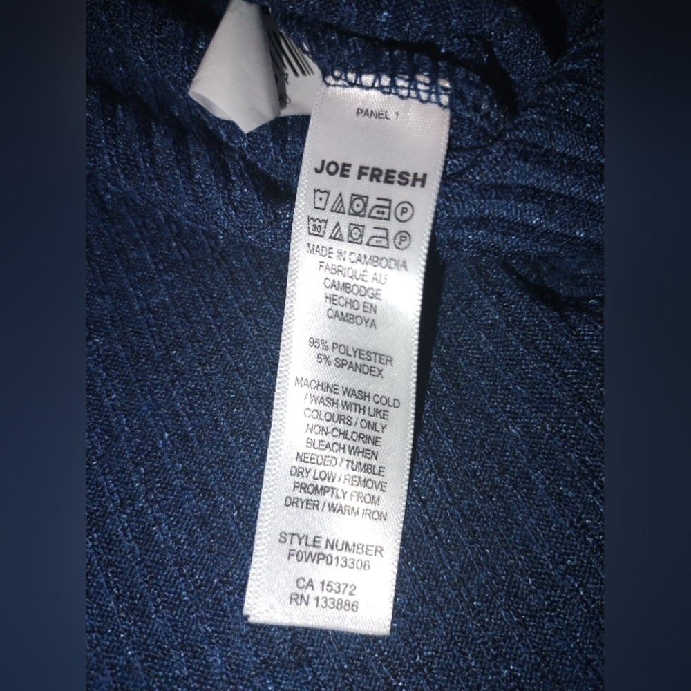 NWT Joe Fresh Size 2X Blue Long Sleeve Shirt, Ribbed & Stretchy, Comfy - Picture 7 of 9